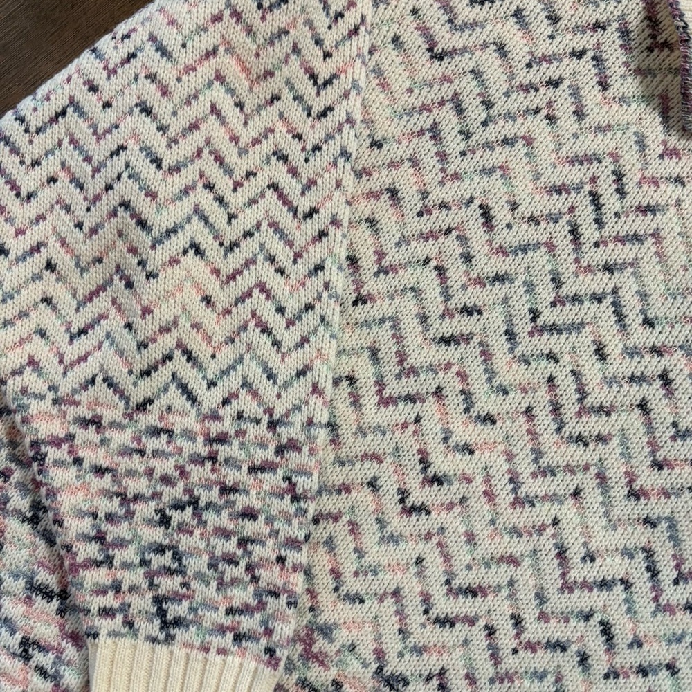 Vintage Alfred Dunner chevron pastel collared wool blend sweater USA - Picture 3 of 3